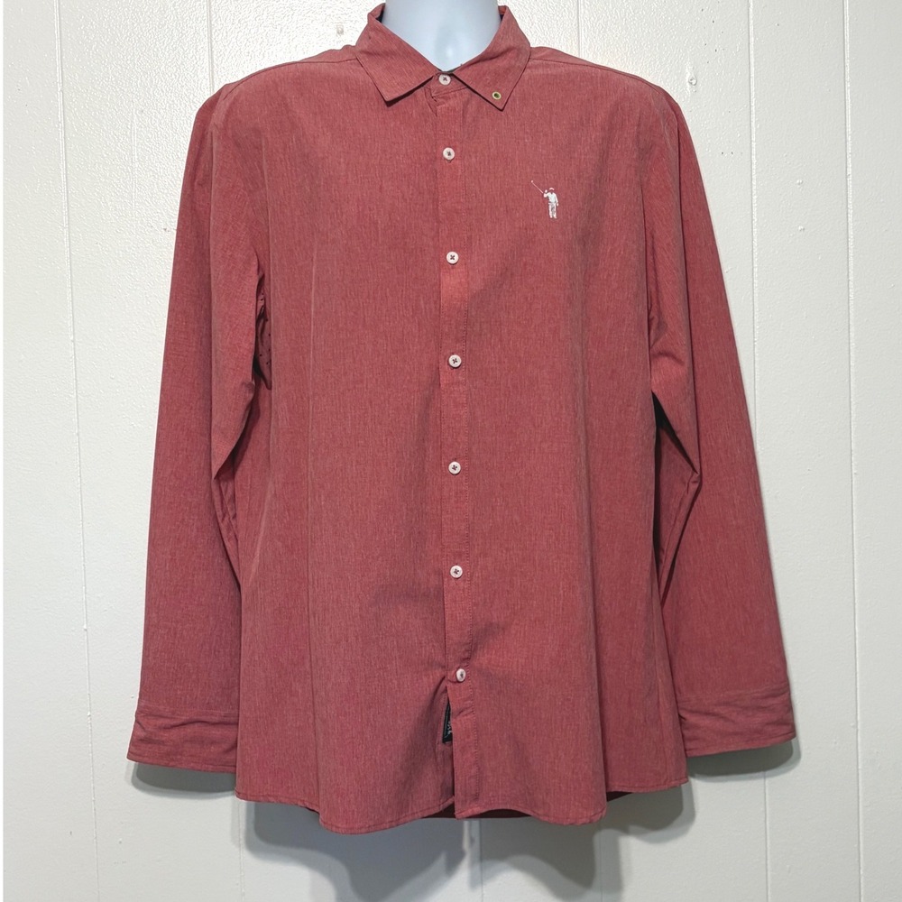 William Murray Golf Mens Long Sleeve Button Down Shirt Red Performance Size XL‎